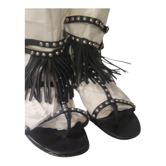 👓✨ Saint Laurent Studded Fringe Leather Sandals – Size 38 (US 7.5) ✨👓 - Picture 13 of 15